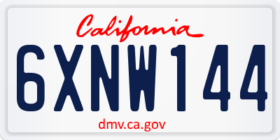 CA license plate 6XNW144