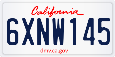 CA license plate 6XNW145