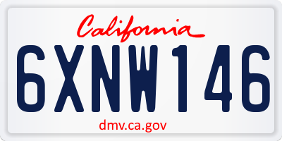 CA license plate 6XNW146
