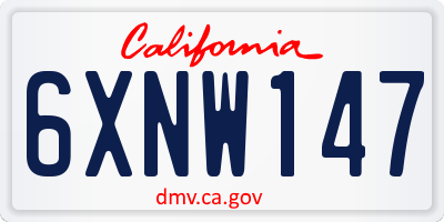 CA license plate 6XNW147