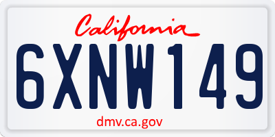 CA license plate 6XNW149