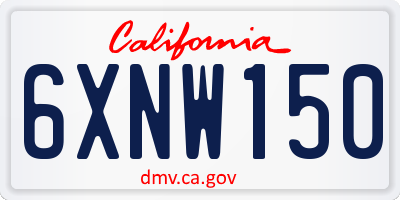 CA license plate 6XNW150