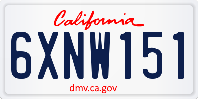 CA license plate 6XNW151