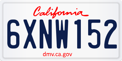 CA license plate 6XNW152