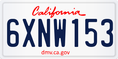 CA license plate 6XNW153