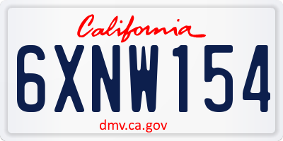 CA license plate 6XNW154