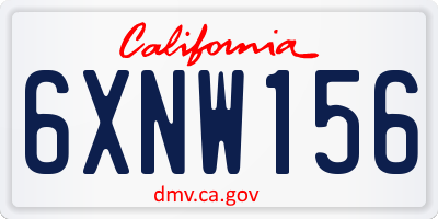 CA license plate 6XNW156