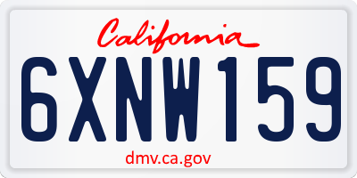 CA license plate 6XNW159