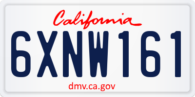 CA license plate 6XNW161