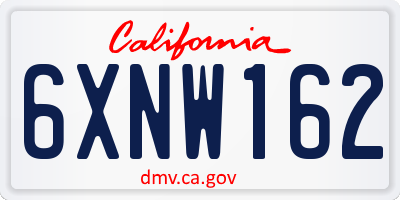 CA license plate 6XNW162
