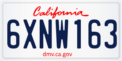 CA license plate 6XNW163