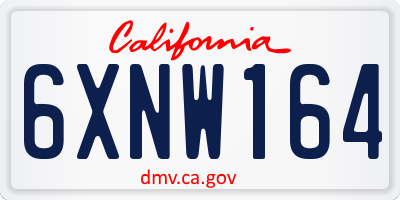 CA license plate 6XNW164