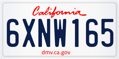 CA license plate 6XNW165