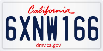 CA license plate 6XNW166