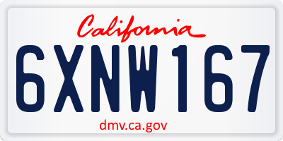 CA license plate 6XNW167