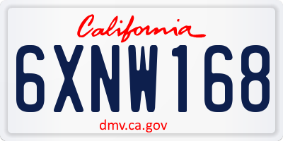 CA license plate 6XNW168