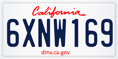 CA license plate 6XNW169
