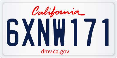 CA license plate 6XNW171