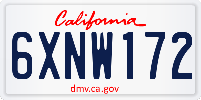 CA license plate 6XNW172