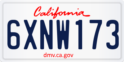 CA license plate 6XNW173