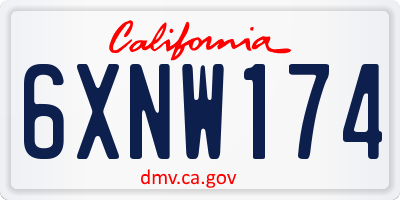 CA license plate 6XNW174