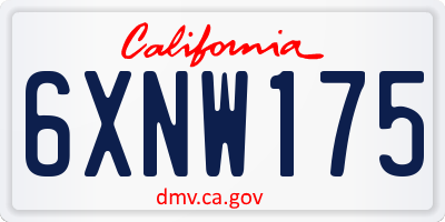 CA license plate 6XNW175