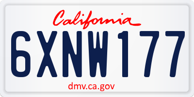 CA license plate 6XNW177