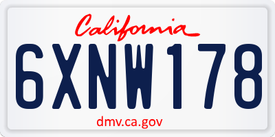 CA license plate 6XNW178
