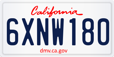 CA license plate 6XNW180