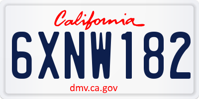 CA license plate 6XNW182
