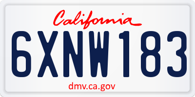 CA license plate 6XNW183