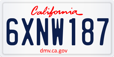 CA license plate 6XNW187