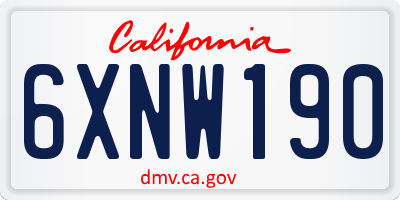 CA license plate 6XNW190