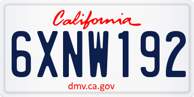 CA license plate 6XNW192