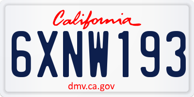 CA license plate 6XNW193