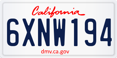 CA license plate 6XNW194