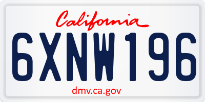 CA license plate 6XNW196