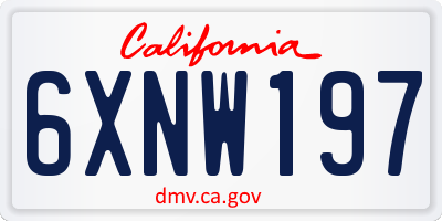 CA license plate 6XNW197