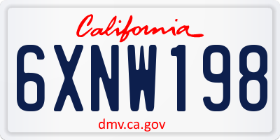 CA license plate 6XNW198