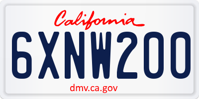 CA license plate 6XNW200