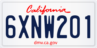 CA license plate 6XNW201