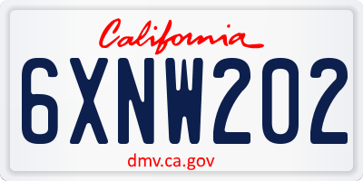 CA license plate 6XNW202