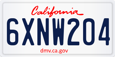 CA license plate 6XNW204