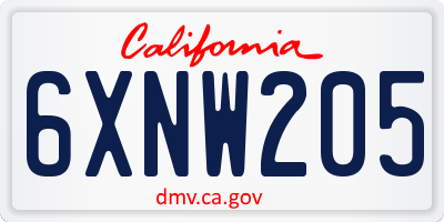 CA license plate 6XNW205