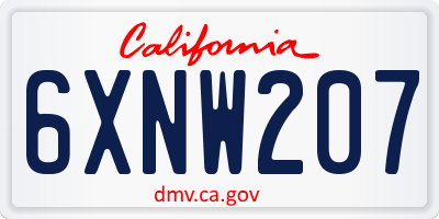 CA license plate 6XNW207
