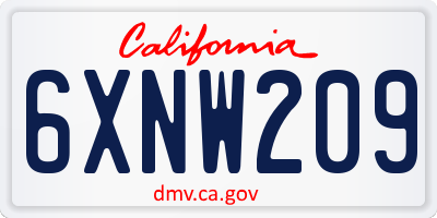 CA license plate 6XNW209