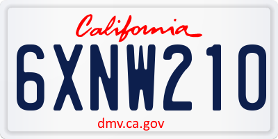 CA license plate 6XNW210