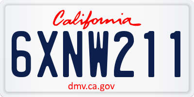 CA license plate 6XNW211