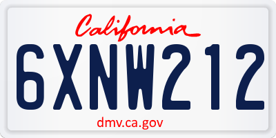 CA license plate 6XNW212