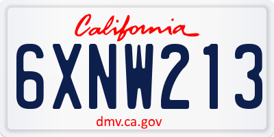 CA license plate 6XNW213